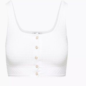 Aritzia Babaton Sculpt Knit Cropped Button Tank White Size Large L